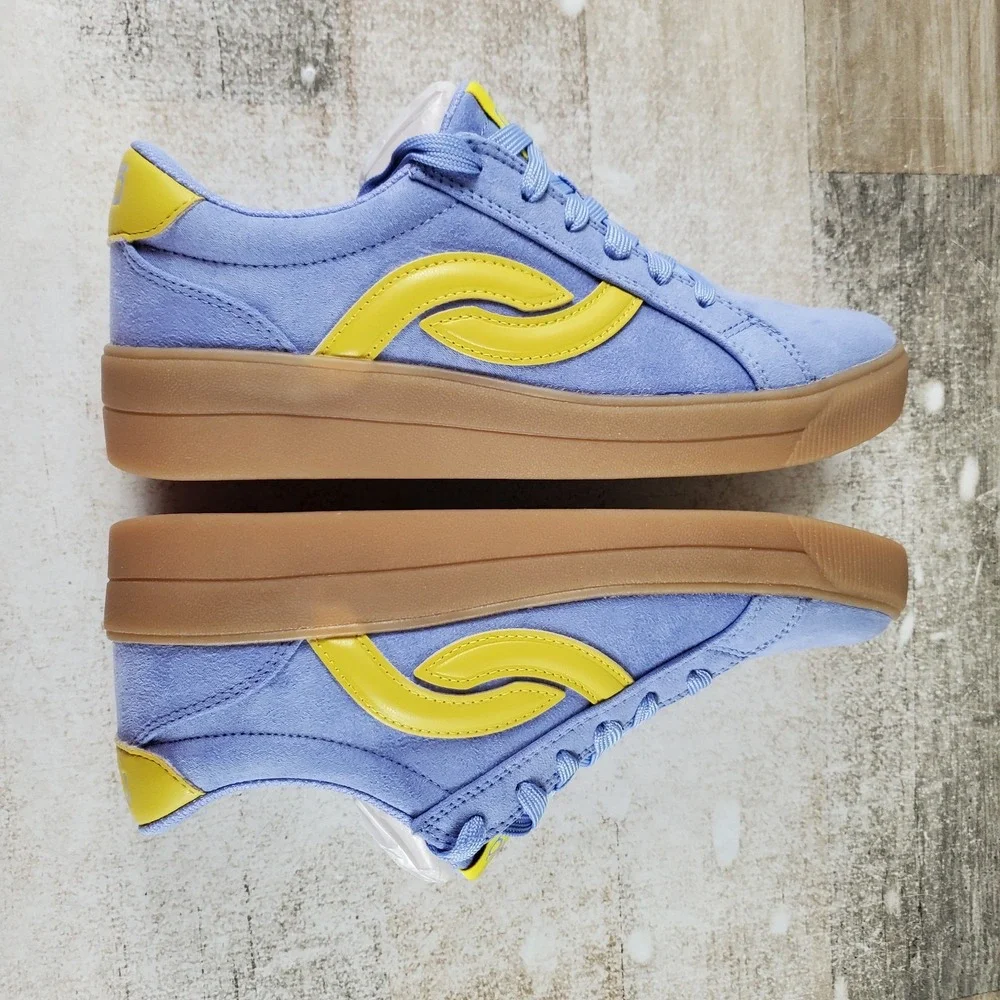 Ryka Viv Next Womens Shoes Sz 6.5 M Running Blue Yellow Suede Lace Up Sneakers